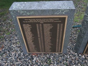 One of the three memorial stones in the cemetery for the former Danvers State Hospital. (Click to view Larger)